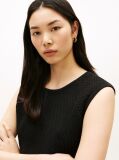 Black Open-Knit Crochet Raglan Short Sleeve Top  Women