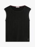 Black Open-Knit Crochet Raglan Short Sleeve Top  Women