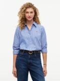 Blue Regular Fit Flag Embroidery Poplin Shirt  Women