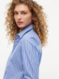 Blue Regular Fit Flag Embroidery Poplin Shirt  Women
