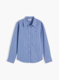 Blue Regular Fit Flag Embroidery Poplin Shirt  Women