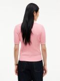 Pink Cable Knit Short Sleeve Polo Jumper  Women