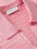 Pink Cable Knit Short Sleeve Polo Jumper  Women