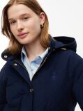Blue Crest Embroidery Square Quilted Hooded Jacket  Women