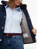 Blue Crest Embroidery Square Quilted Hooded Jacket  Women