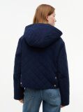 Blue Crest Embroidery Square Quilted Hooded Jacket  Women