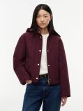 Red Crest Embroidery Square Quilted Hooded Jacket  Women
