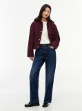 Red Crest Embroidery Square Quilted Hooded Jacket  Women