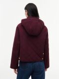 Red Crest Embroidery Square Quilted Hooded Jacket  Women