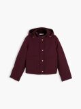 Red Crest Embroidery Square Quilted Hooded Jacket  Women