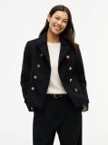 Black Manteco Wool Blend Slim Peacoat Jacket  Women