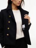 Black Manteco Wool Blend Slim Peacoat Jacket  Women
