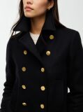 Black Manteco Wool Blend Slim Peacoat Jacket  Women