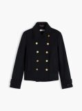 Black Manteco Wool Blend Slim Peacoat Jacket  Women