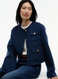 Blue Double-Faced Wool Blend Jacquard Slim Jacket  Women