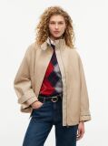 Beige Flag Jacquard Twill Relaxed Cape Coat  Women