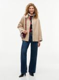 Beige Flag Jacquard Twill Relaxed Cape Coat  Women