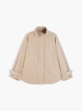 Beige Flag Jacquard Twill Relaxed Cape Coat  Women