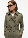 Green Buckle Belt Double Breasted Trench Coat  Women