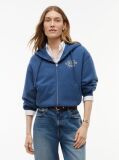 Blue Logo Zip-Thru Oversized Hoody  Women