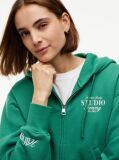 Green Logo Zip-Thru Oversized Hoody  Women