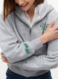 Grey Logo Zip-Thru Oversized Hoody  Women
