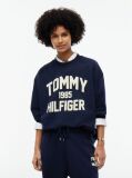Μπλε Oversized Φούτερ Με Varsity Λογότυπο   Γυναίκες