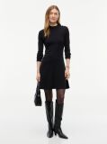 Black Gold-Tone Button Long Sleeve Midi Flare Dress  Women