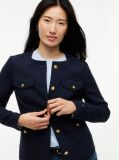 Blue Gold-Tone Button Collarless Slim Jacket  Women