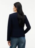 Blue Gold-Tone Button Collarless Slim Jacket  Women