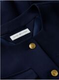 Blue Gold-Tone Button Collarless Slim Jacket  Women