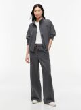 Grey Global Stripe Drawstring Wide Leg Trousers  Women