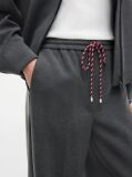 Grey Global Stripe Drawstring Wide Leg Trousers  Women