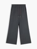 Grey Global Stripe Drawstring Wide Leg Trousers  Women