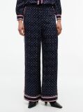 Blue Jacquard Scarf Print Relaxed Straight Trousers  Women