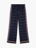 Blue Jacquard Scarf Print Relaxed Straight Trousers  Women