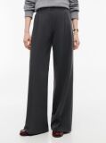 Grey Pleated Twill Wide Leg Trousers  Women