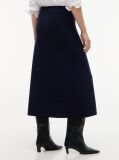 Blue Premium Knit Slim A-Line Midi Skirt  Women