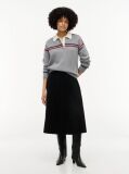 Black Pleated Twill Midi Skirt  Women