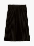 Black Pleated Twill Midi Skirt  Women