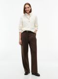 Beige Pure Wool Button Mock Neck Jumper  Women