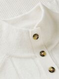 Beige Pure Wool Button Mock Neck Jumper  Women