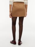 Brown Gold-Tone Button Wool Blend Mini Skirt  Women