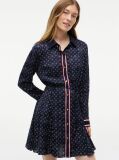 Blue Scarf Print Jacquard Mini Shirt Dress  Women