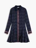 Blue Scarf Print Jacquard Mini Shirt Dress  Women