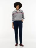 Blue Slim Straight Gabardine Trousers  Women