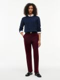 Red Slim Straight Gabardine Trousers  Women