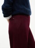 Red Slim Straight Gabardine Trousers  Women