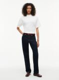 Beige Gold-Tone Button Mock Neck T-Shirt  Women