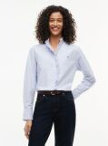 Blue Ruffle Collar Yarn Dyed Oxford Shirt  Women
